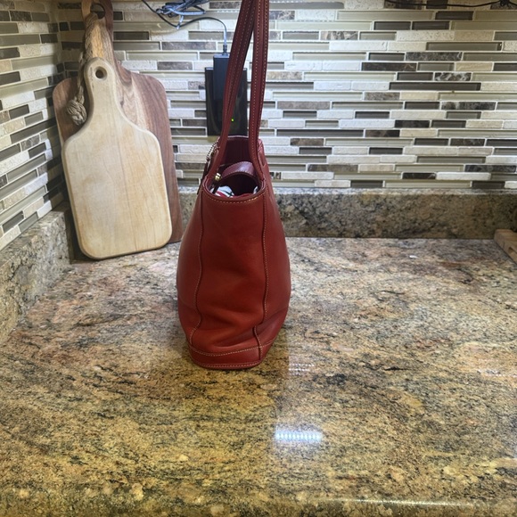 Vintage Coach Red Leather Tote Bag